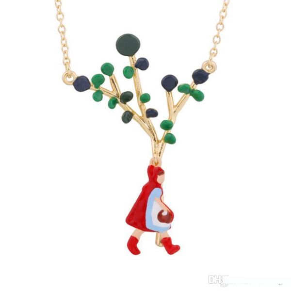 designer jewelry little red riding hood necklace enamel branch pendant necklace for women seweet lovely fashion, Silver
designer jewelry little red riding hood necklace enamel branch pendant necklace for women seweet lovely fashion, Silver