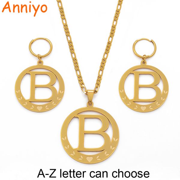 anniyo big size initial set pendant necklaces&earings gold color micronesia alphabet english letter a-z 26 jewelry #076921p, Silver 
anniyo big size initial set pendant necklaces&earings gold color micronesia alphabet english letter a-z 26 jewelry #076921p, Silver