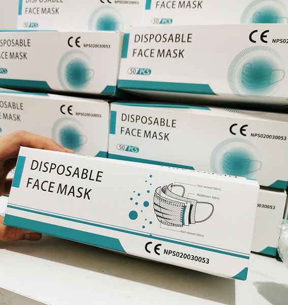 ce certification fda english packaging bfe95 grade melt blown cloth thickened three-layer disposable face mask 50pcs/box 
ce certification fda english packaging bfe95 grade melt blown cloth thickened three-layer disposable face mask 50pcs/box