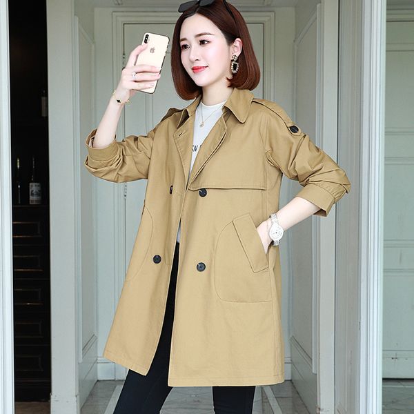2020 double breasted mid-long trench coat women spring khaki wide-waisted windbreaker female korean style outwear, Tan;black
2020 double breasted mid-long trench coat women spring khaki wide-waisted windbreaker female korean style outwear, Tan;black