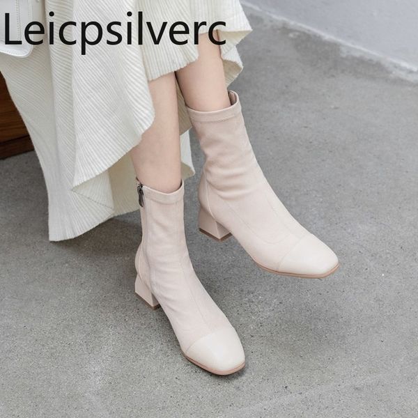 women's boots autumn and winter the new fashion square head zipper thick heel mid heel middle tube women's shoes plus size 31-43, Black
women's boots autumn and winter the new fashion square head zipper thick heel mid heel middle tube women's shoes plus size 31-43, Black