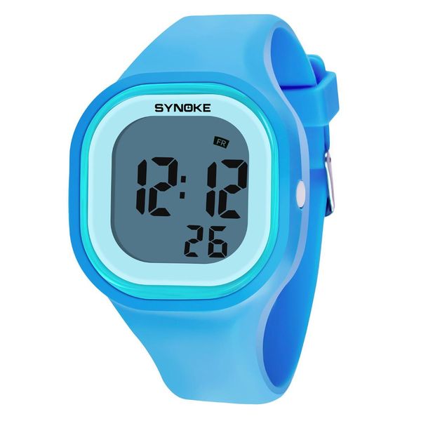 

synoke jelly korean-style student electronic watch women's waterproof seven color luminous silicone electronic watch girl's and, Slivery;brown