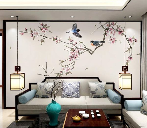 hand painted peach blossoms p wallpaper custom 3d wallpaper wall mural bedroom living room tv background 3d wall paper