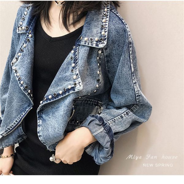 blazer women denim jacket 2019 autumn new rivet female korean fashion jeans coat loose suit collar harajuku denim blusa f1273, White;black
blazer women denim jacket 2019 autumn new rivet female korean fashion jeans coat loose suit collar harajuku denim blusa f1273, White;black