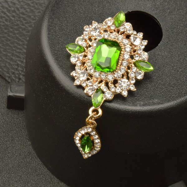 women jewelry party antique green crystal clothing accessories brooch pin, Gray 
women jewelry party antique green crystal clothing accessories brooch pin, Gray