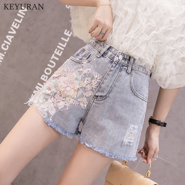 summer fashion women pearls beading embridery ripped hole denim shorts loose female woman flower embroidered jeans shorts, White;black
summer fashion women pearls beading embridery ripped hole denim shorts loose female woman flower embroidered jeans shorts, White;black