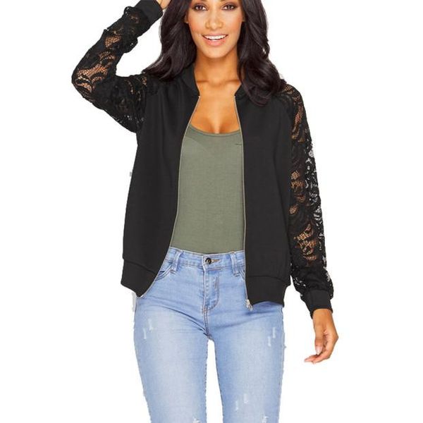 2018 autumn bomber jacket women solid long sleeve lace suit casual jacket coat outwear casaco feminino, Black;brown
2018 autumn bomber jacket women solid long sleeve lace suit casual jacket coat outwear casaco feminino, Black;brown