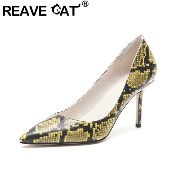 reave cat 2020 spring autumn heeled pump pointed toe 11cm metal thin high heels slip on snake big size 34-45 office career a2842, Black
reave cat 2020 spring autumn heeled pump pointed toe 11cm metal thin high heels slip on snake big size 34-45 office career a2842, Black