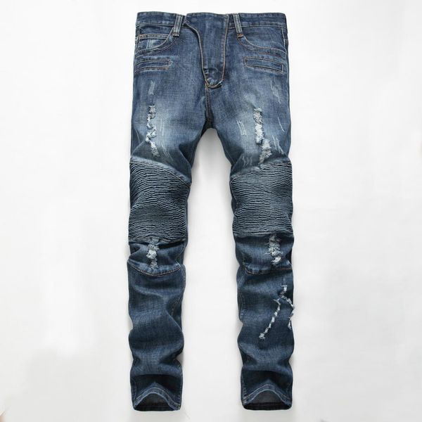 style elastic jeans hip hop moto pleated mens designer clothes new fashion distressed ripped biker jeans men denim pants, Blue
style elastic jeans hip hop moto pleated mens designer clothes new fashion distressed ripped biker jeans men denim pants, Blue