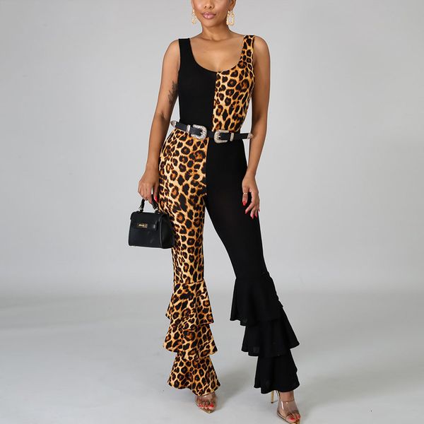 women ruffles flare jumpsuits leopard print sleeveless o-neck outfits skinny rompers club night party one piece overalls, Black;white
women ruffles flare jumpsuits leopard print sleeveless o-neck outfits skinny rompers club night party one piece overalls, Black;white