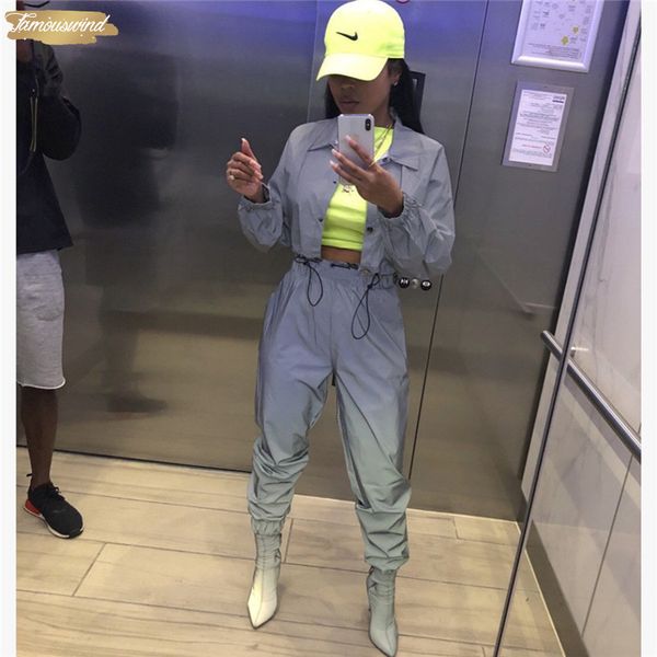 women collar tracksuit night version buttons turn down long sleeve crop casual pants two piece set, White
women collar tracksuit night version buttons turn down long sleeve crop casual pants two piece set, White