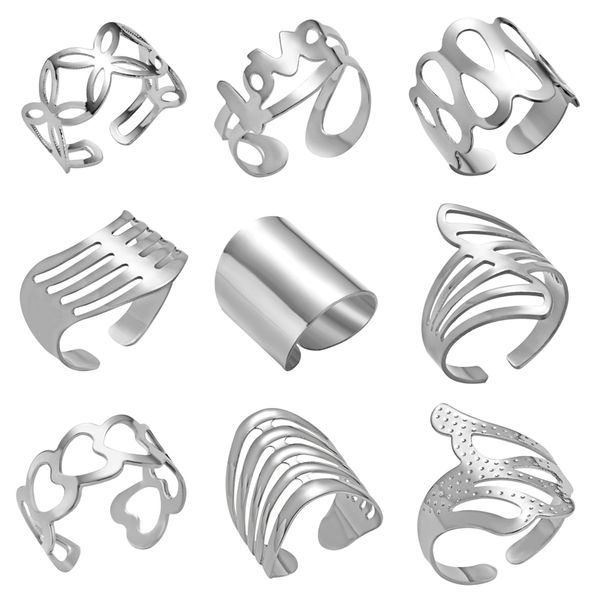 adjustable hollow open rings striped flower heart geometric open ring stainless steel women men punk knuckle rings party, Golden;silver
adjustable hollow open rings striped flower heart geometric open ring stainless steel women men punk knuckle rings party, Golden;silver