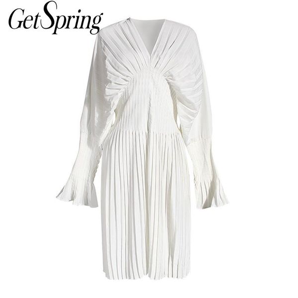 casual dresses getspring women dress flare sleeve v-neck white vintage pleated long summer clothes 2021, Black;gray
casual dresses getspring women dress flare sleeve v-neck white vintage pleated long summer clothes 2021, Black;gray