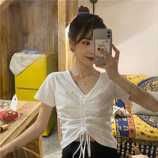 2020 summer clothes fashionable high-waisted short solid color clothing centering machine design sense ins short-sleeved t-shirt female, White
2020 summer clothes fashionable high-waisted short solid color clothing centering machine design sense ins short-sleeved t-shirt female, White