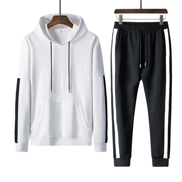 tracksuit men 2019 autumn sportswear mens sweat suit striped hooded hoodies + pants male sporting suits 4xl, Gray 
tracksuit men 2019 autumn sportswear mens sweat suit striped hooded hoodies + pants male sporting suits 4xl, Gray