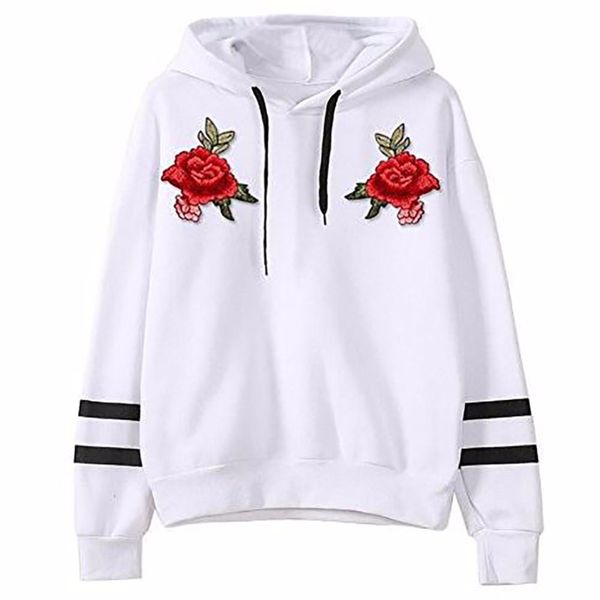 autumn and winter new women loose sweatshirt striped flowers embroidery long sleeve round neck pullover hooded #251759, Black
autumn and winter new women loose sweatshirt striped flowers embroidery long sleeve round neck pullover hooded #251759, Black