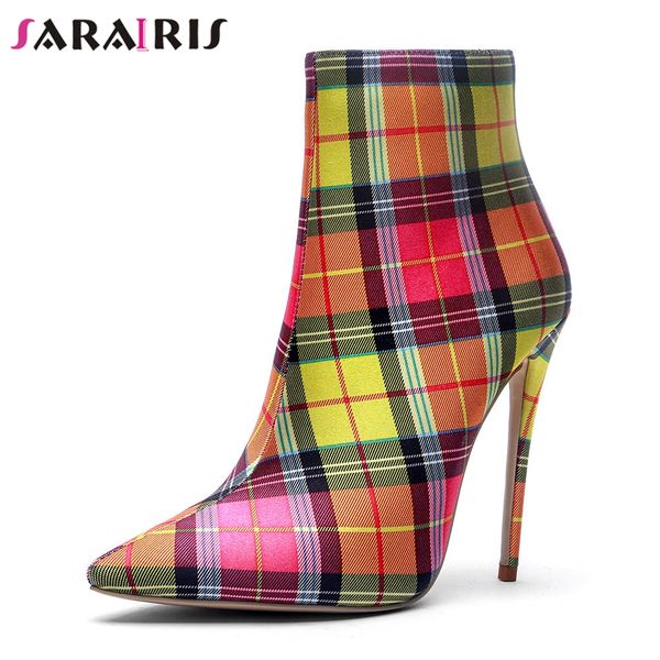 sarairis women gingham shoes high heel pointed toe shoes woman party wedding dress autumn ankle boots big size 33-43, Black
sarairis women gingham shoes high heel pointed toe shoes woman party wedding dress autumn ankle boots big size 33-43, Black