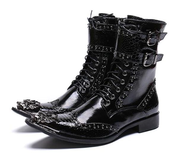 luxury metal pointed toe men hairdresser shoes fashion show genuine leather shoes punk motorcycle boots ankle boots, Black
luxury metal pointed toe men hairdresser shoes fashion show genuine leather shoes punk motorcycle boots ankle boots, Black