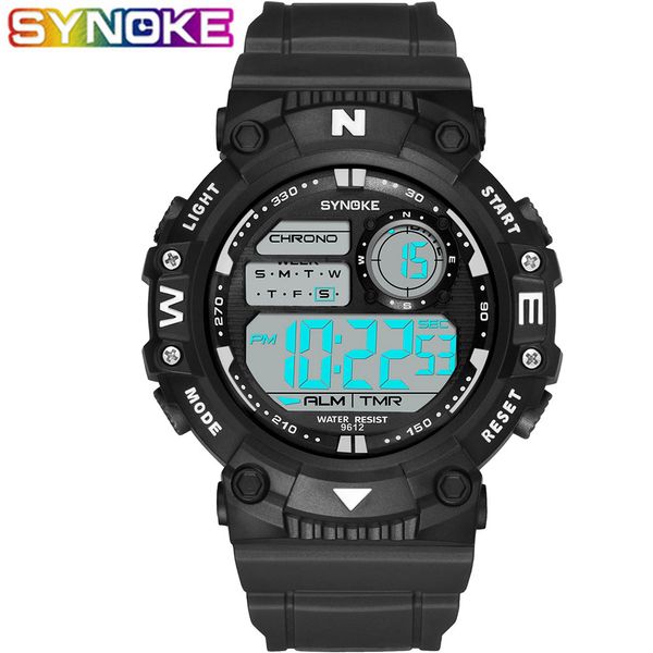 

synoke sports men's digital watch waterproof satch date rubber outdoor luminous wrist watches alarm wrist electronic clock, Slivery;brown