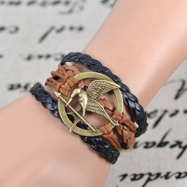 european and american punk style vintage jewelry men women creative personality alloy eagle woven imitation leather bracelet, Golden;silver 
european and american punk style vintage jewelry men women creative personality alloy eagle woven imitation leather bracelet, Golden;silver
