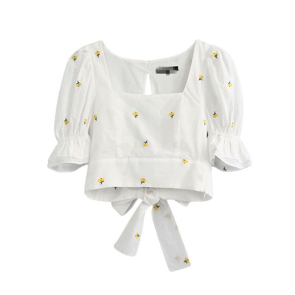women 2020 sweet fashion floral embroidery cropped blouses vintage pull sleeve back bow tie female shirts chic, White
women 2020 sweet fashion floral embroidery cropped blouses vintage pull sleeve back bow tie female shirts chic, White