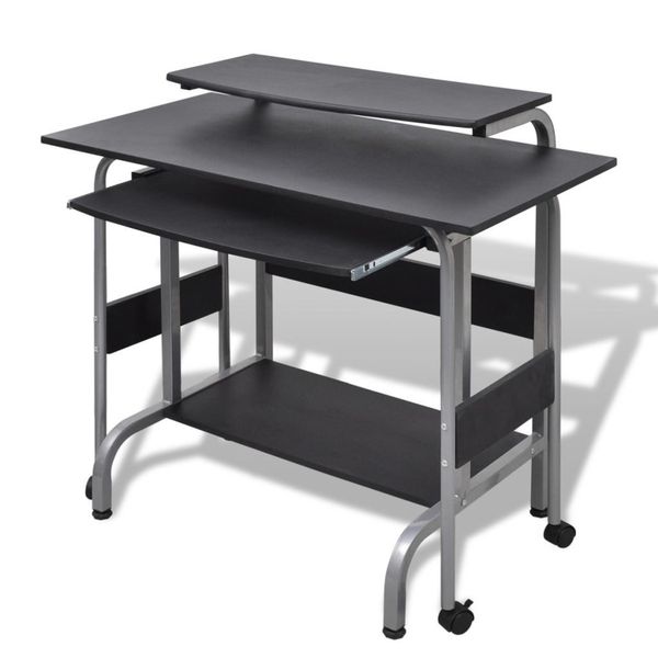 2 piece computer desk with pull-out keyboard tray black garden sets