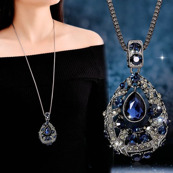 vintage long sweater chain necklaces for women antique silver crystal water drop pendants & necklaces female new fashion jewelry
vintage long sweater chain necklaces for women antique silver crystal water drop pendants & necklaces female new fashion jewelry