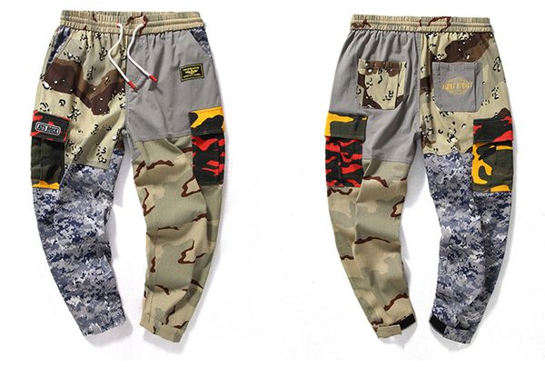 spring mens camouflage cargo pants patchwork elastic waist male relaxed pants casual hiphop boys dance trousers with pockets, Black
spring mens camouflage cargo pants patchwork elastic waist male relaxed pants casual hiphop boys dance trousers with pockets, Black