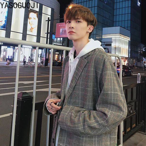 new casual single breasted plaid mens suits blazer jacket khaki loose blazer jacket suit men leisure suits, White;black
new casual single breasted plaid mens suits blazer jacket khaki loose blazer jacket suit men leisure suits, White;black