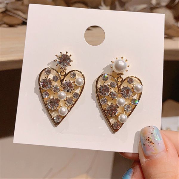 new korean ab style heart crystal drop earrings for women fashion elegant pearl party asymmetric boucle d'oreille jewelry, Silver
new korean ab style heart crystal drop earrings for women fashion elegant pearl party asymmetric boucle d'oreille jewelry, Silver