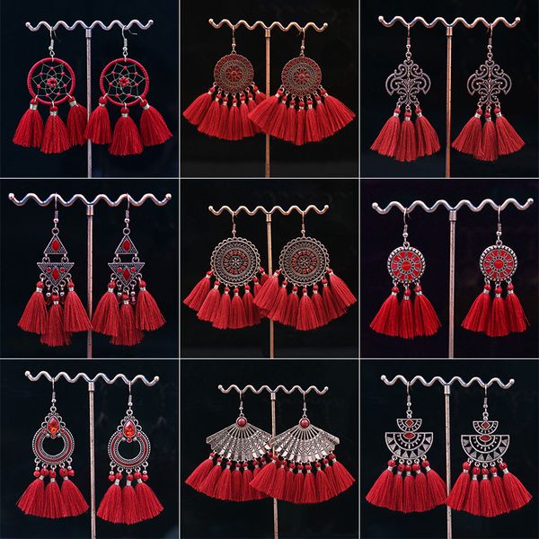 women fashion bohemia national style earrings handmade red long tassels dangle pendants earrings geometric earrings jewelry, Silver
women fashion bohemia national style earrings handmade red long tassels dangle pendants earrings geometric earrings jewelry, Silver