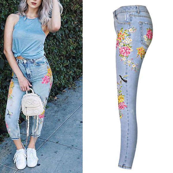 women's jeans fashion clothing 3d floral embroidery denim pants high waist straight vintage ripped ladies slim jean trousers, Blue
women's jeans fashion clothing 3d floral embroidery denim pants high waist straight vintage ripped ladies slim jean trousers, Blue
