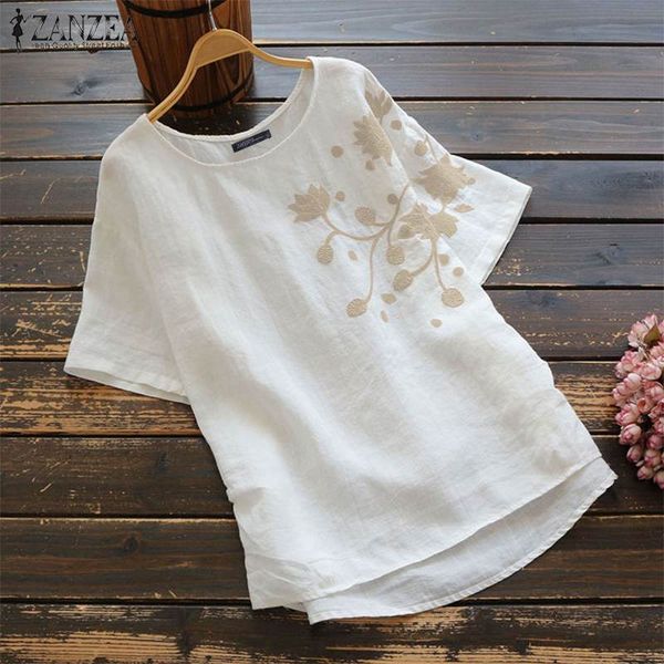women's blouses & shirts 2021 zanzea summer vintage embroidery blouse women short sleeve cotton linen female o neck blusas chemis s-5xl, White
women's blouses & shirts 2021 zanzea summer vintage embroidery blouse women short sleeve cotton linen female o neck blusas chemis s-5xl, White