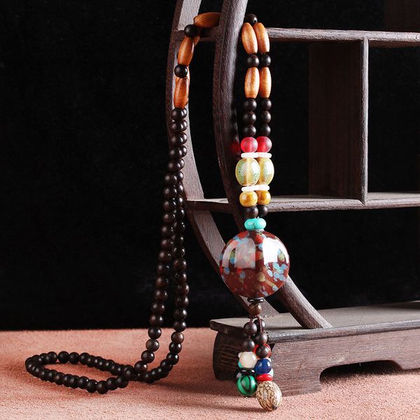 fashion retro national style wooden bead pendant long sweater chain men and women buddha bead necklace accessories, Silver
fashion retro national style wooden bead pendant long sweater chain men and women buddha bead necklace accessories, Silver