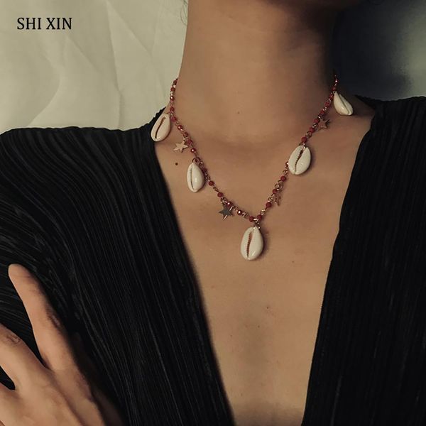 shixin boho summer sea shell pendant necklace for women fashion red beads chain star choker necklaces 2019 trendy jewelry female, Silver
shixin boho summer sea shell pendant necklace for women fashion red beads chain star choker necklaces 2019 trendy jewelry female, Silver