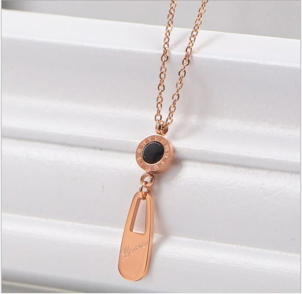 korean round brand roman digital necklace female ring black shell pendant short titanium steel necklace female necklace, Silver
korean round brand roman digital necklace female ring black shell pendant short titanium steel necklace female necklace, Silver