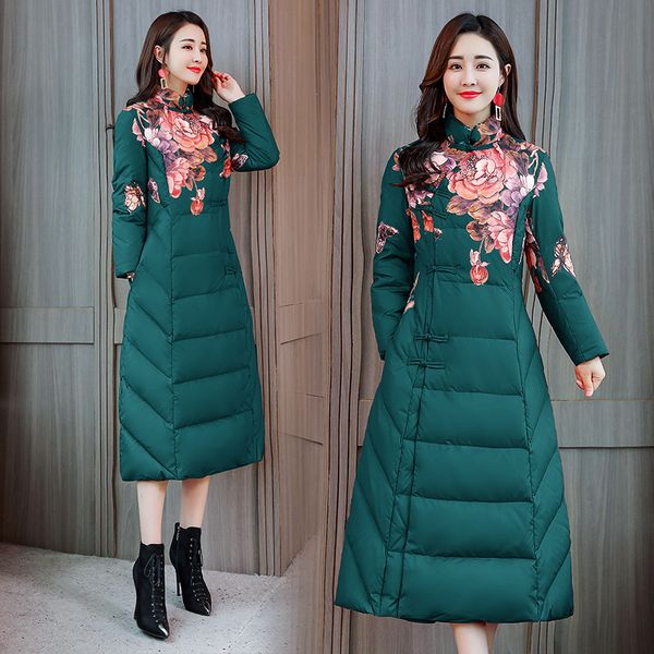 2019 winter new style cotton-padded clothes women's mid-length vintage printed over-the-knee warm cotton coat ethnic-style cotto, Blue;black
2019 winter new style cotton-padded clothes women's mid-length vintage printed over-the-knee warm cotton coat ethnic-style cotto, Blue;black