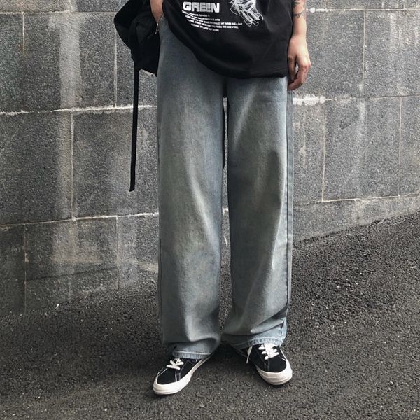 washed old men's straight jean baggy pants loose wide legs summer retro denim trousers ripped jeans for men jean homme regular, Blue
washed old men's straight jean baggy pants loose wide legs summer retro denim trousers ripped jeans for men jean homme regular, Blue