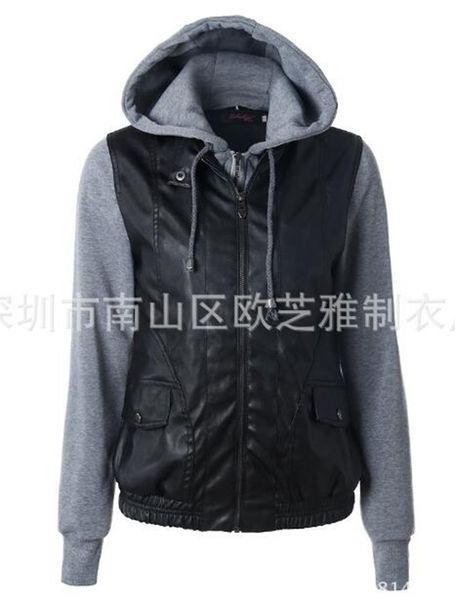 women spring and autumn leisure fashion new korean edition boutique slim personality trend business with a hat stitching leather coat /m-2xl, Black
women spring and autumn leisure fashion new korean edition boutique slim personality trend business with a hat stitching leather coat /m-2xl, Black