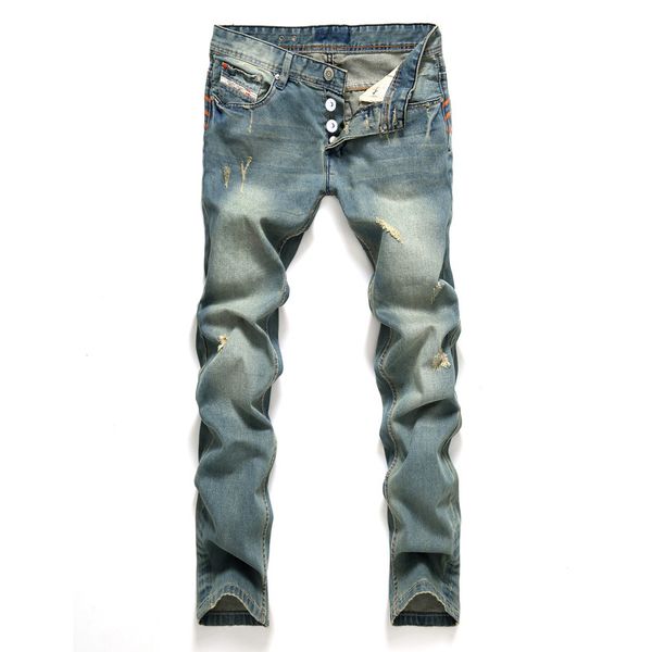 wholesale foreign trade jeans men straight slim light color button with holes printed crimping fashion cowboy trousers, Blue
wholesale foreign trade jeans men straight slim light color button with holes printed crimping fashion cowboy trousers, Blue