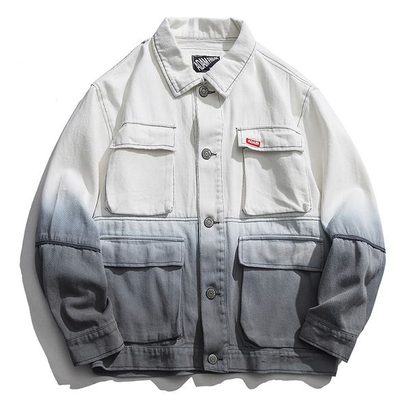 mens cargo denim jacket multi pockets gradient streetwear hip hop jeans jacket oversized white washed coat male r2282, Black;brown
mens cargo denim jacket multi pockets gradient streetwear hip hop jeans jacket oversized white washed coat male r2282, Black;brown