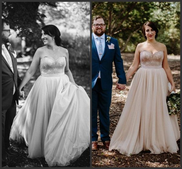 2020 new champagne plus size wedding dresses a-line lace appliques sweetheart neck bridal gowns floor length tulle wedding dress, White
2020 new champagne plus size wedding dresses a-line lace appliques sweetheart neck bridal gowns floor length tulle wedding dress, White