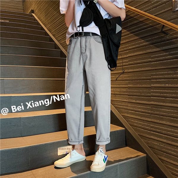autumn ins light color washed ankle-length pants men's korean loose fashion brand straight pants hong kong fashion thin jeans, White;black
autumn ins light color washed ankle-length pants men's korean loose fashion brand straight pants hong kong fashion thin jeans, White;black