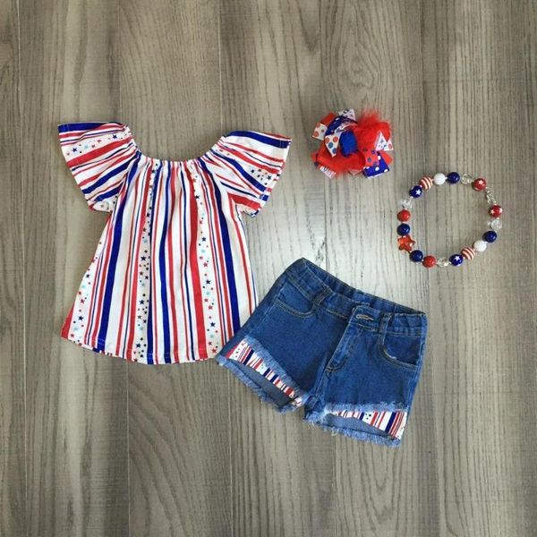 baby girls summer clothes girls multicolor stripe jeans shorts girl july 4th outfits with accessories, White
baby girls summer clothes girls multicolor stripe jeans shorts girl july 4th outfits with accessories, White