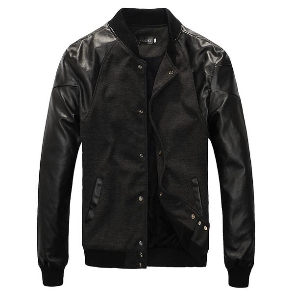 mens jackets spring autumn fashion casual leather sleeve spliiced single breasted baseball jacket coat plus size men, Black;brown
mens jackets spring autumn fashion casual leather sleeve spliiced single breasted baseball jacket coat plus size men, Black;brown