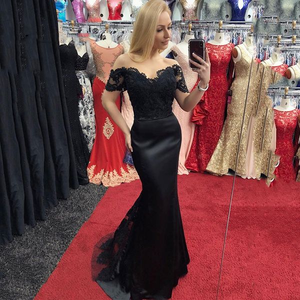robe de soiree real p mermaid lace satin long prom dress lace off the shoulder evening dresses, Black
robe de soiree real p mermaid lace satin long prom dress lace off the shoulder evening dresses, Black