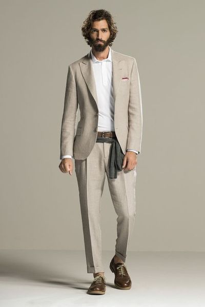 latest beige linen summer beach mens suit groom tuxedos groomsmen wedding blazer suits for men stylish 2pieces (jacket+pants), White;black