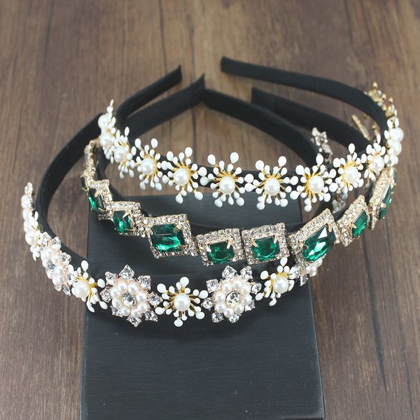 korean hair accessories green crystal baroque pearl flower hair band elegant rhinestone diamante band for women, Golden;white
korean hair accessories green crystal baroque pearl flower hair band elegant rhinestone diamante band for women, Golden;white