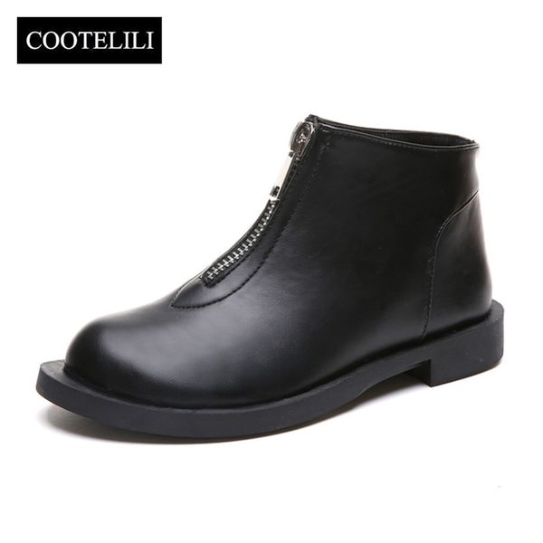 cootelili fashion zipper ankle boots for women basic casual women rubber boots pu leather flat shoes female black brown 35-39
cootelili fashion zipper ankle boots for women basic casual women rubber boots pu leather flat shoes female black brown 35-39