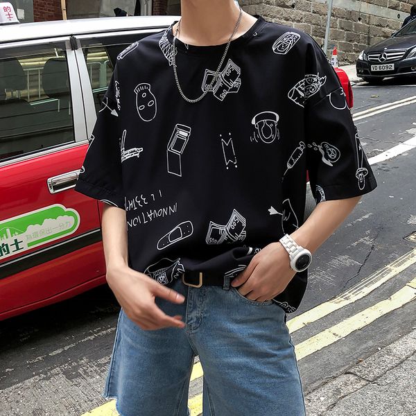 harajuku short sleeve t shirts men 2019 summer casual loose hip hop tees fashion cartoon printed streetwear t-shirts men, White;black
harajuku short sleeve t shirts men 2019 summer casual loose hip hop tees fashion cartoon printed streetwear t-shirts men, White;black